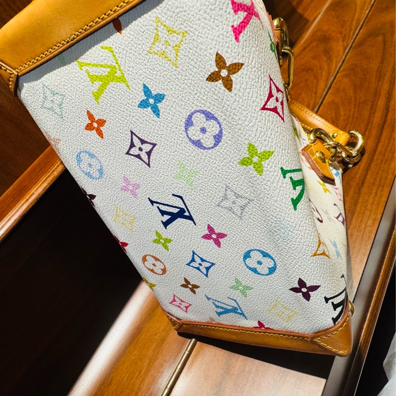 LV Louis Vuitton 經典白三彩 村上隆 手提包-23