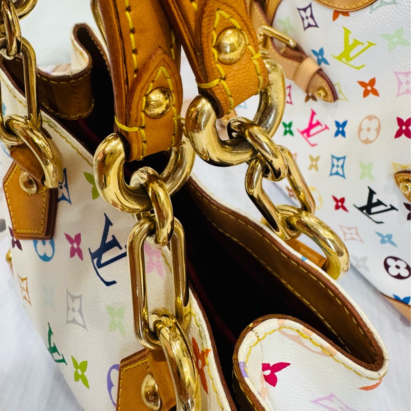 LV Louis Vuitton 經典白三彩 村上隆 手提包-24