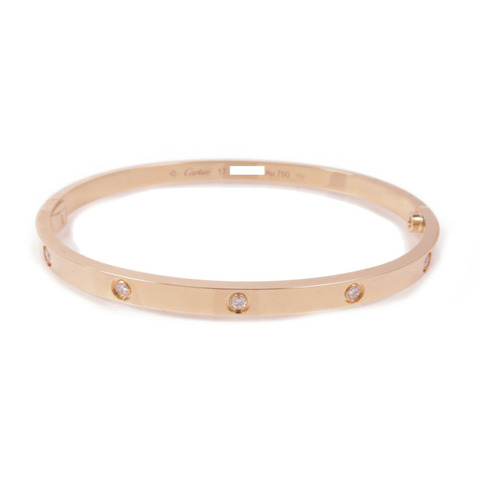 CARTIER 18K玫瑰金Love Bracelet Small Model 10 Diamonds鑽石手鐲Cartier#17