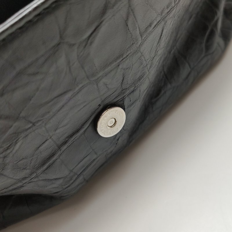 95❤Saint Laurent West Hollywood聖羅蘭中號黑色牛皮鱷魚壓紋YSL斜挎單肩包-11