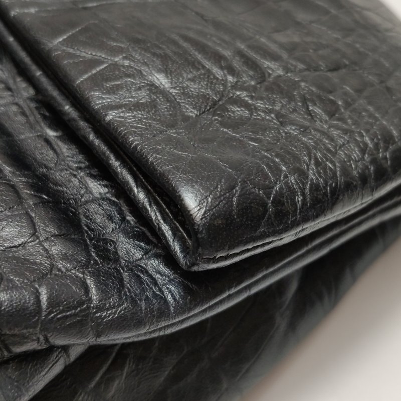 95❤Saint Laurent West Hollywood聖羅蘭中號黑色牛皮鱷魚壓紋YSL斜挎單肩包-15