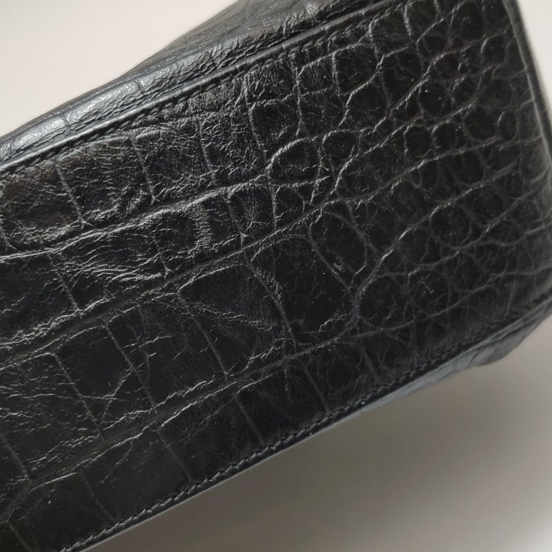 95❤Saint Laurent West Hollywood聖羅蘭中號黑色牛皮鱷魚壓紋YSL斜挎單肩包-17