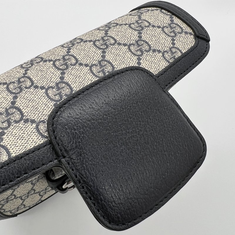 Gucci Horsebit 1955 小號深藍色老花斜背包-11
