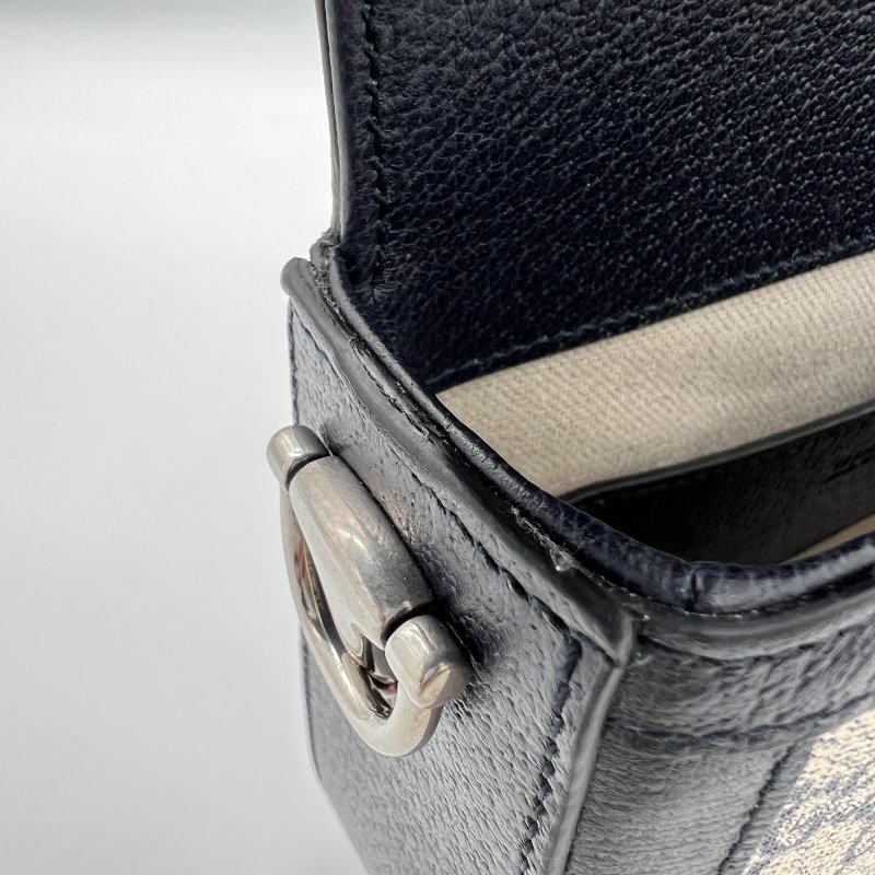 【極新♥️小編實拍 📷】Gucci Horsebit 1955 小號 墨水藍 經典花紋 馬鞍包 斜背包|雙肩帶-10