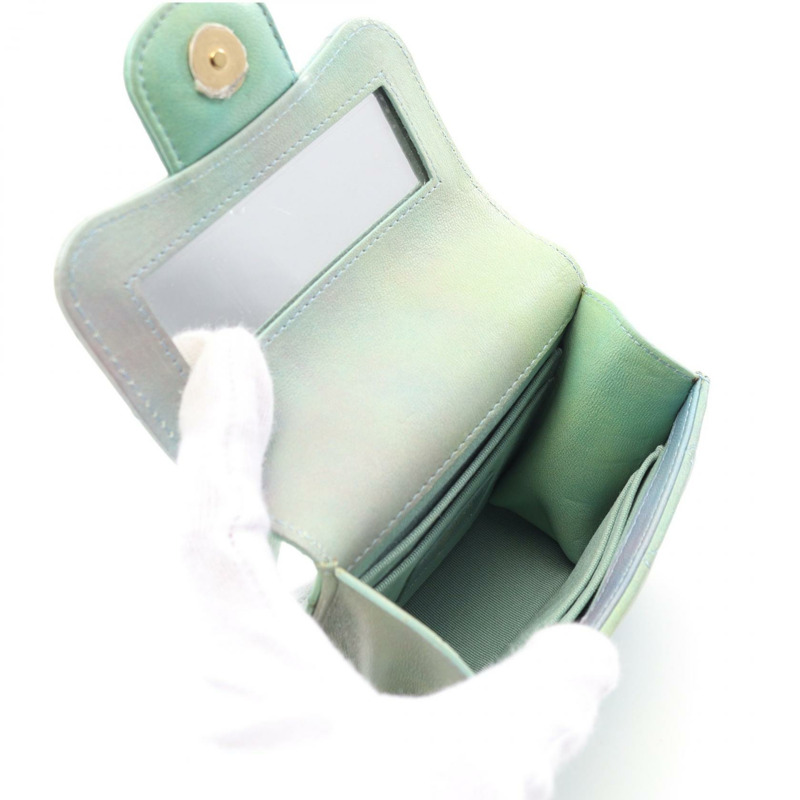 香奈兒迷你絎縫鏈條肩背包 AP2682 皮革 綠色 二手 女士 GHW CC-2