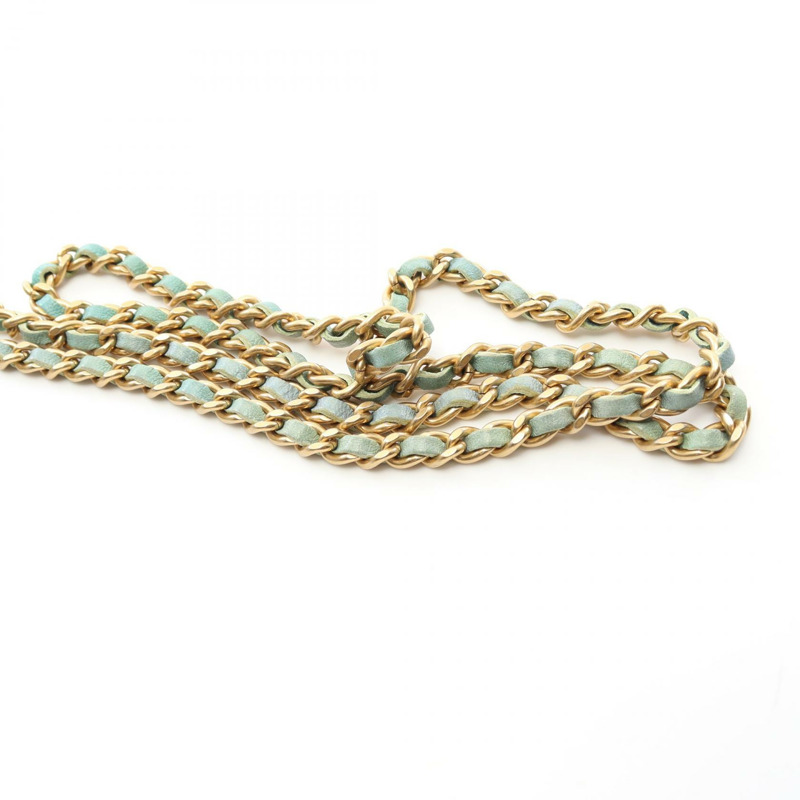 香奈兒迷你絎縫鏈條肩背包 AP2682 皮革 綠色 二手 女士 GHW CC-8