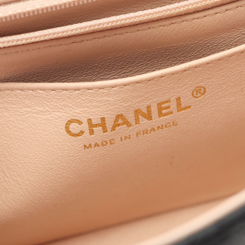 香奈兒迷你絎縫鏈條肩背包 A35200 羊皮 粉紅色 黑色 二手 金色五金-3