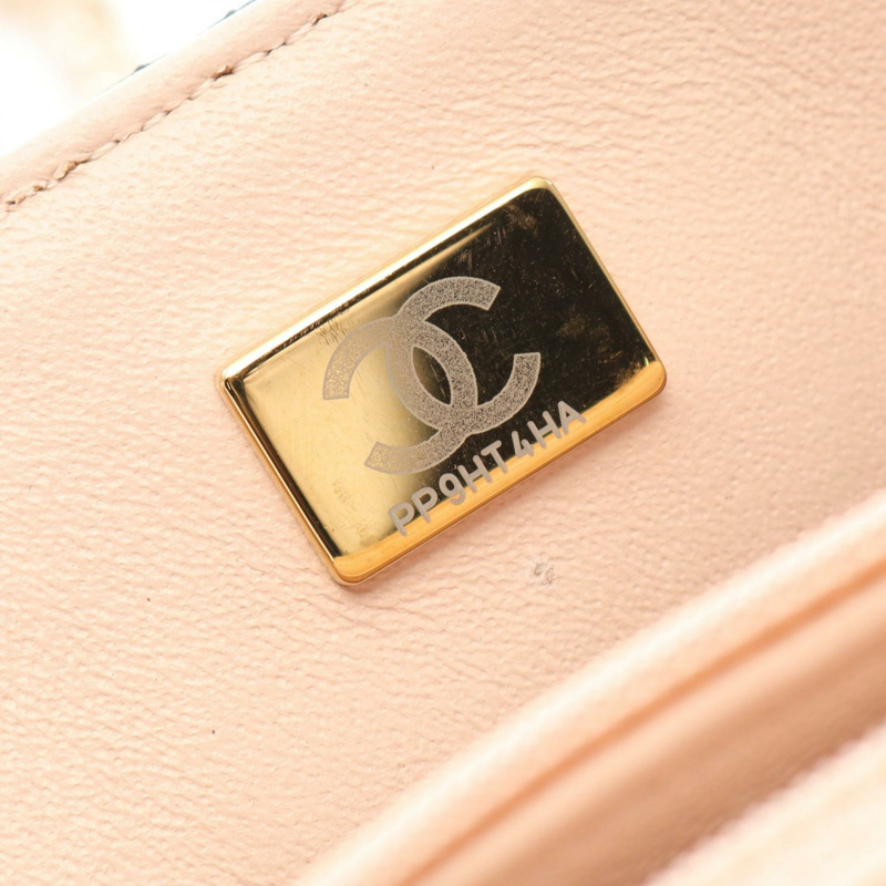 香奈兒迷你絎縫鏈條肩背包 A35200 羊皮 粉紅色 黑色 二手 金色五金-4