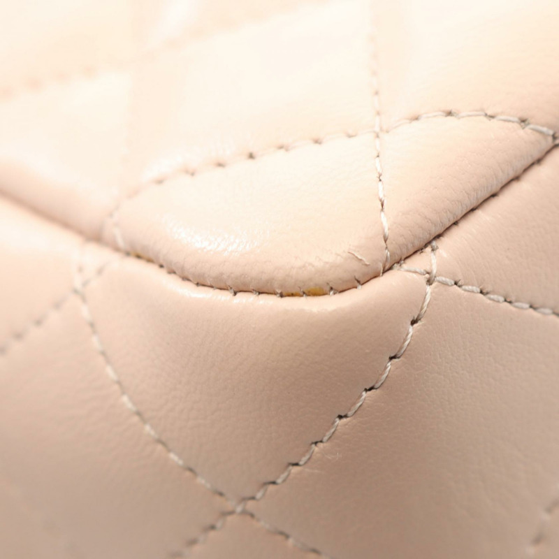 香奈兒迷你絎縫鏈條肩背包 A35200 羊皮 粉紅色 黑色 二手 金色五金-6