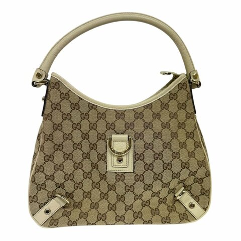 【美收精品】GUCCI 老花帆布白邊拼接肩背包 2-593