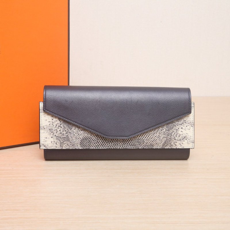 HERMES(愛馬仕) 89黑色 Swift皮 蜥蜴皮 A刻 三合一 手包 多用錢包-1