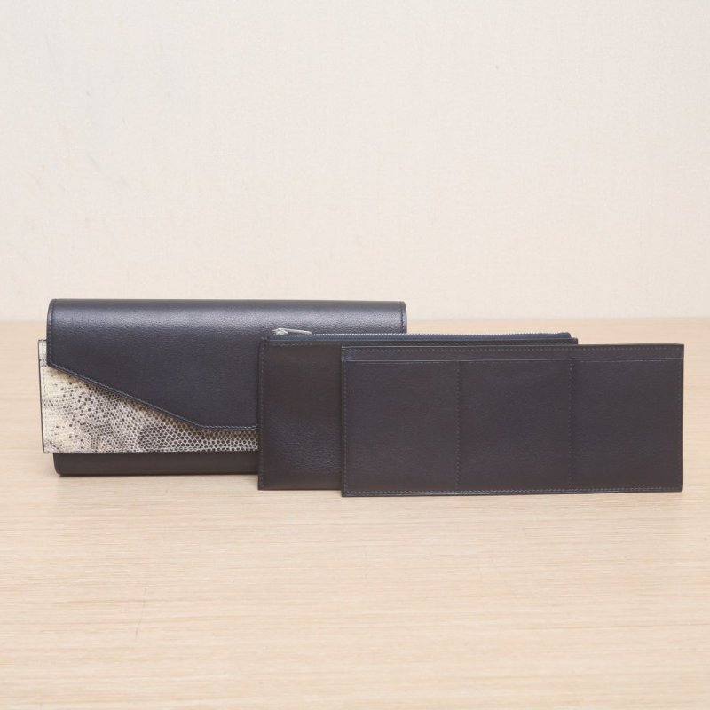 HERMES(愛馬仕) 89黑色 Swift皮 蜥蜴皮 A刻 三合一 手包 多用錢包-2
