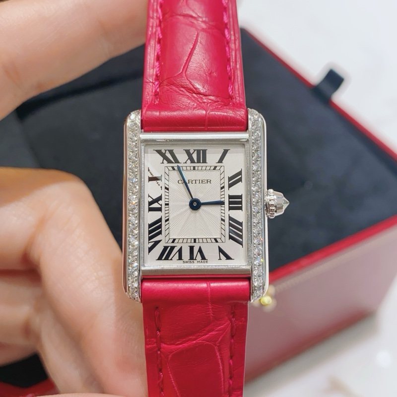 卡地亞TANK系列WJTA0011白金原鑽手動機械女表-0