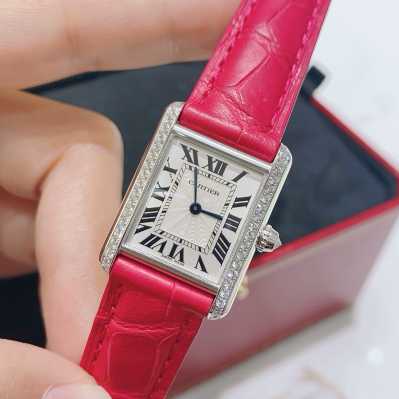 卡地亞TANK系列WJTA0011白金原鑽手動機械女表-2