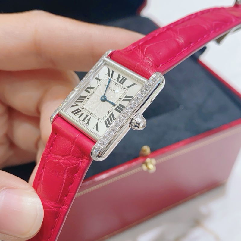 卡地亞TANK系列WJTA0011白金原鑽手動機械女表-3