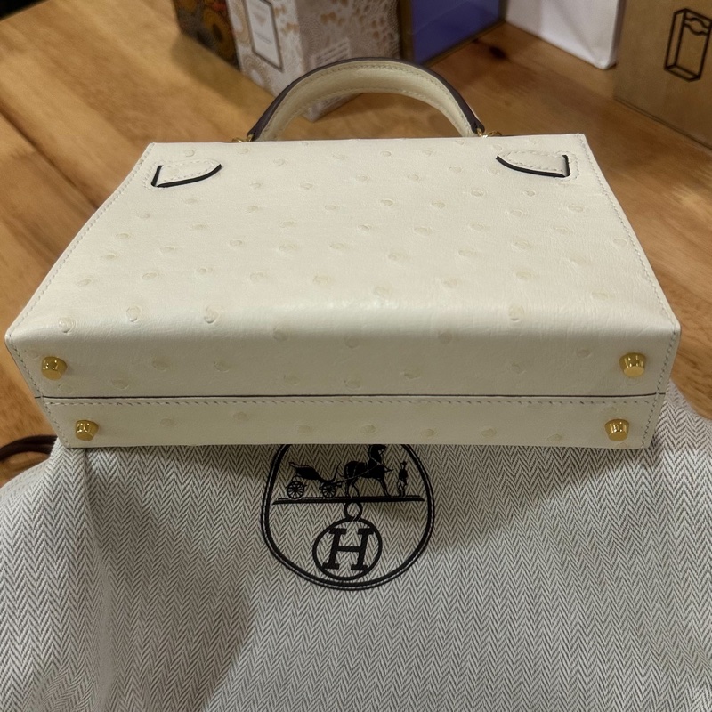 mini kelly 2代 奶油白 金扣 全新使用 K刻 迷你凱莉2代-1