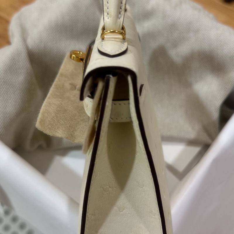 mini kelly 2代 奶油白 金扣 全新使用 K刻 迷你凱莉2代-2