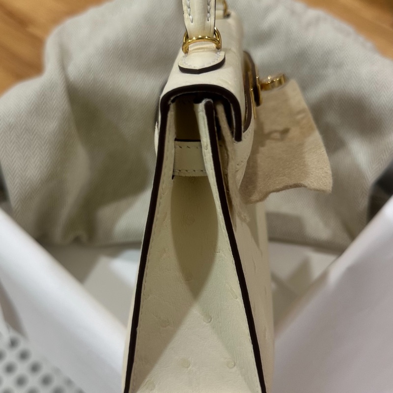 mini kelly 2代 奶油白 金扣 全新使用 K刻 迷你凱莉2代-3