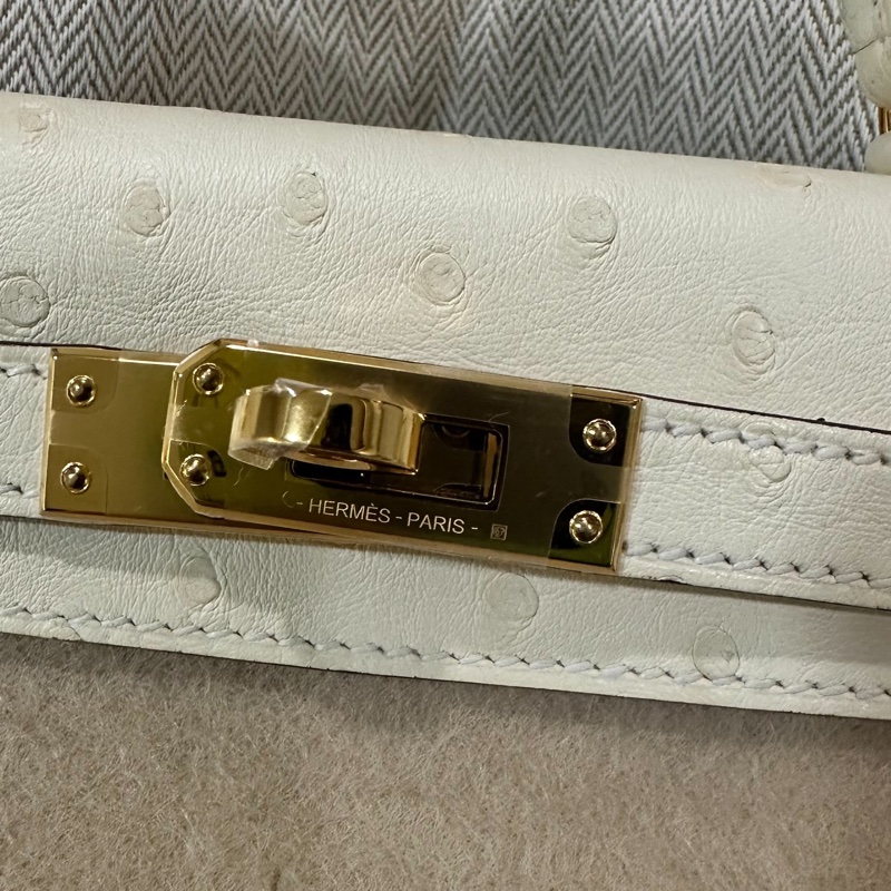 mini kelly 2代 奶油白 金扣 全新使用 K刻 迷你凱莉2代-4