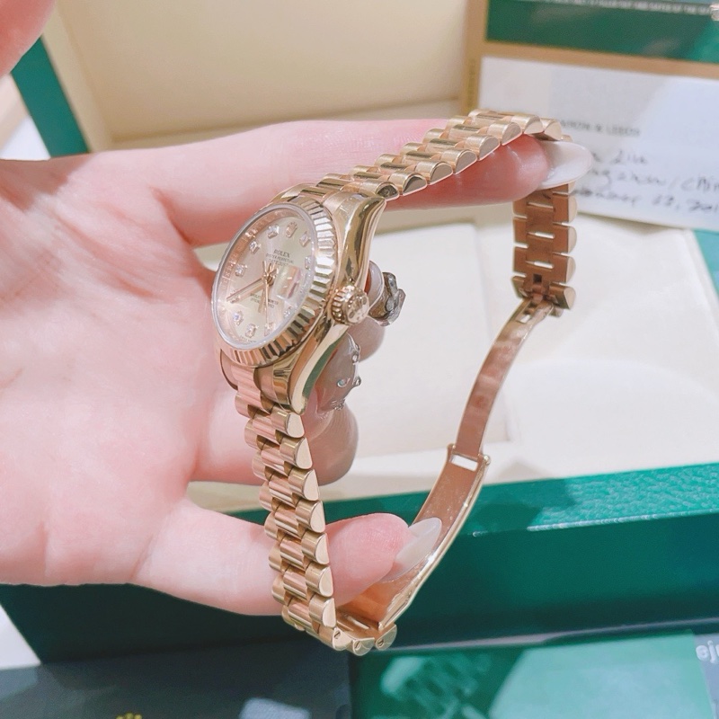 勞力士女裝日誌系列179175粉盤玫瑰金26mm自動機械女表-2