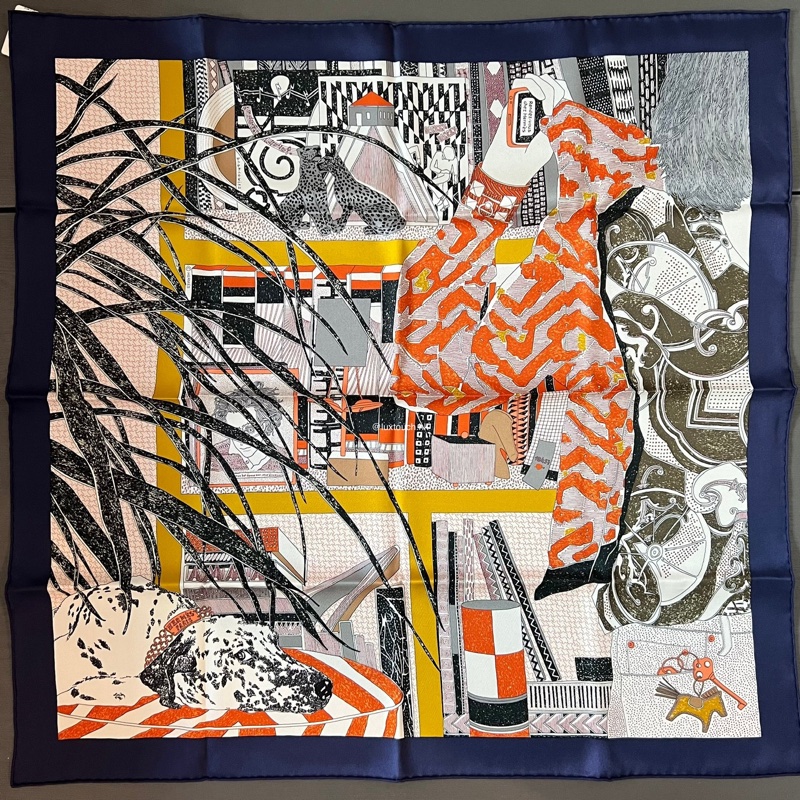 全新 特價🍊Hermes 愛馬仕 Silk scarf 90 絲巾🧣Rendez-Vous Chez 約會愛馬仕之家-2