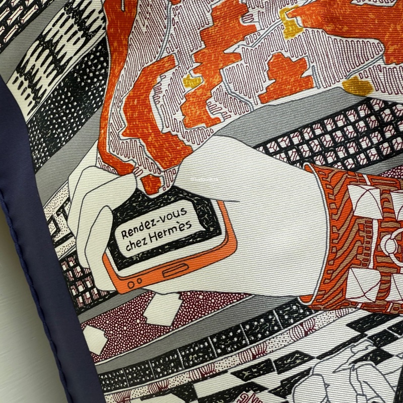 全新 特價🍊Hermes 愛馬仕 Silk scarf 90 絲巾🧣Rendez-Vous Chez 約會愛馬仕之家-3
