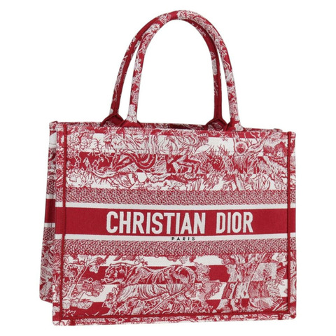 Christian Dior Toile De Jouy Book Tote 手袋帆布紅色正品 nb481AM