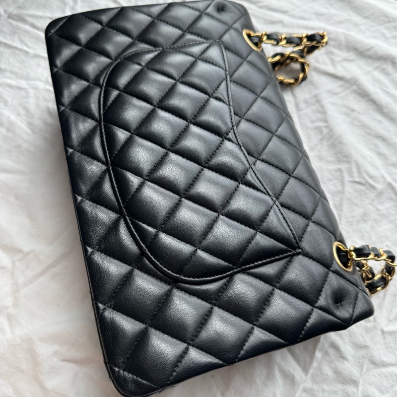 Chanel CF 25 口蓋包 coco包 黑金 羊皮款-25