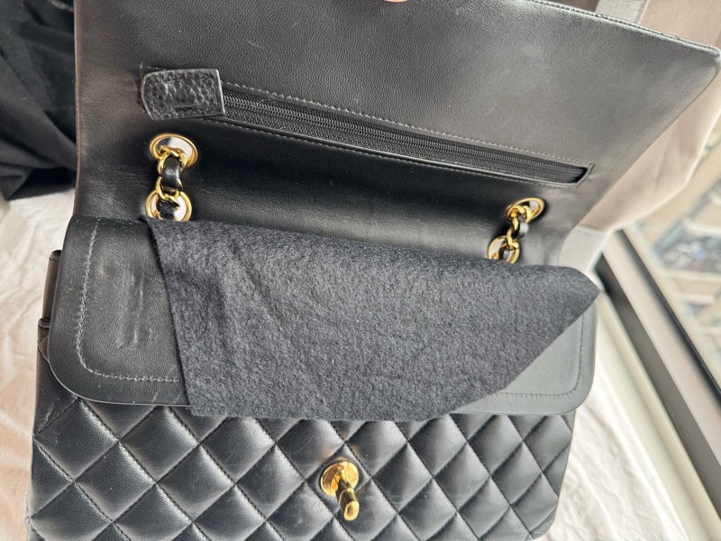 Chanel CF 25 口蓋包 coco包 黑金 羊皮款-27