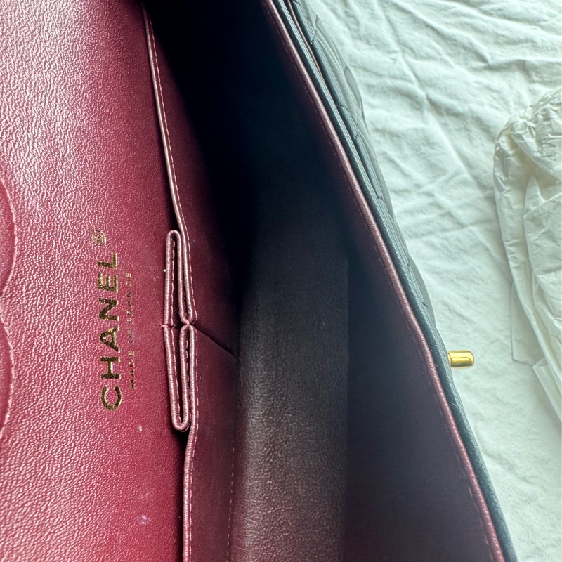 Chanel CF 25 口蓋包 coco包 黑金 羊皮款-29