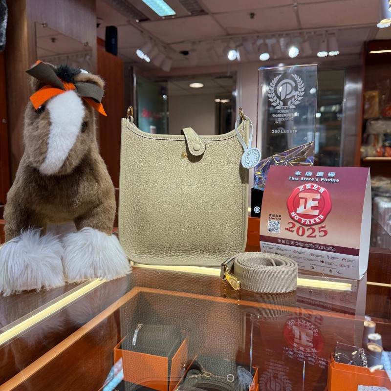 ✨持有香港正品正貨標籤(只做全新)✨ Hermes Mini Evelyne 風衣灰金扣 一代-1