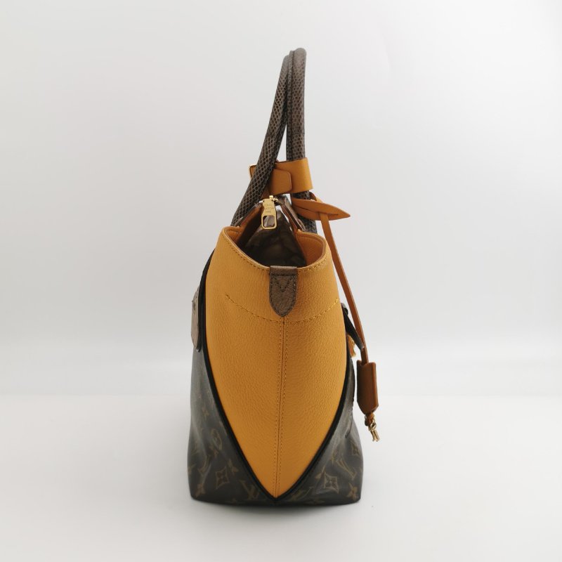 9❤Louis Vuitton Majestueux LV牛皮蜥蜴皮鴕鳥皮老花金扣秋千包手提包-2