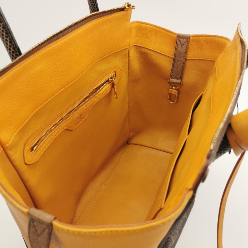 9❤Louis Vuitton Majestueux LV牛皮蜥蜴皮鴕鳥皮老花金扣秋千包手提包-5