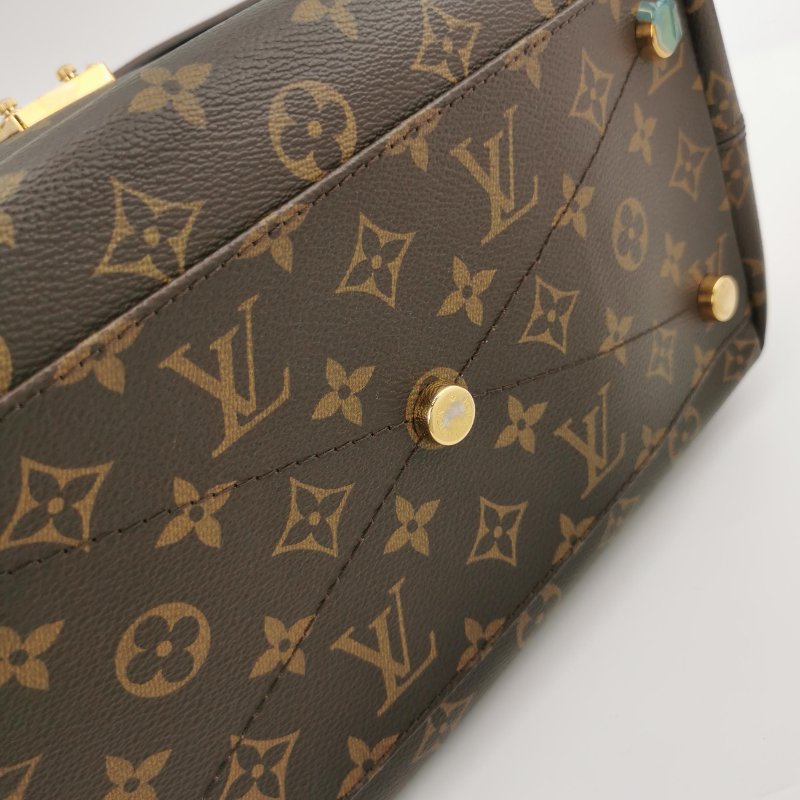 9❤Louis Vuitton Majestueux LV牛皮蜥蜴皮鴕鳥皮老花金扣秋千包手提包-8