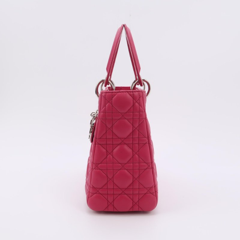 9❤DIOR 迪奧戴妃中號玫紅色羊皮單肩包-2