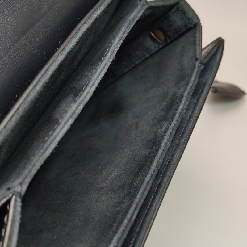 9❤DIOR黑色牛皮金色鎖扣斜挎包單肩包-9