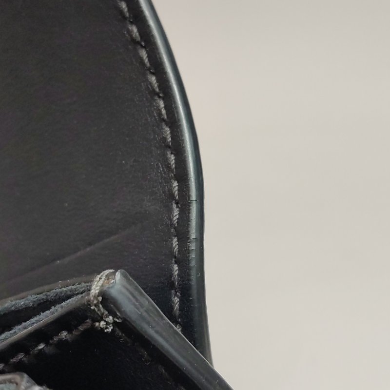 9❤DIOR黑色牛皮金色鎖扣斜挎包單肩包-16