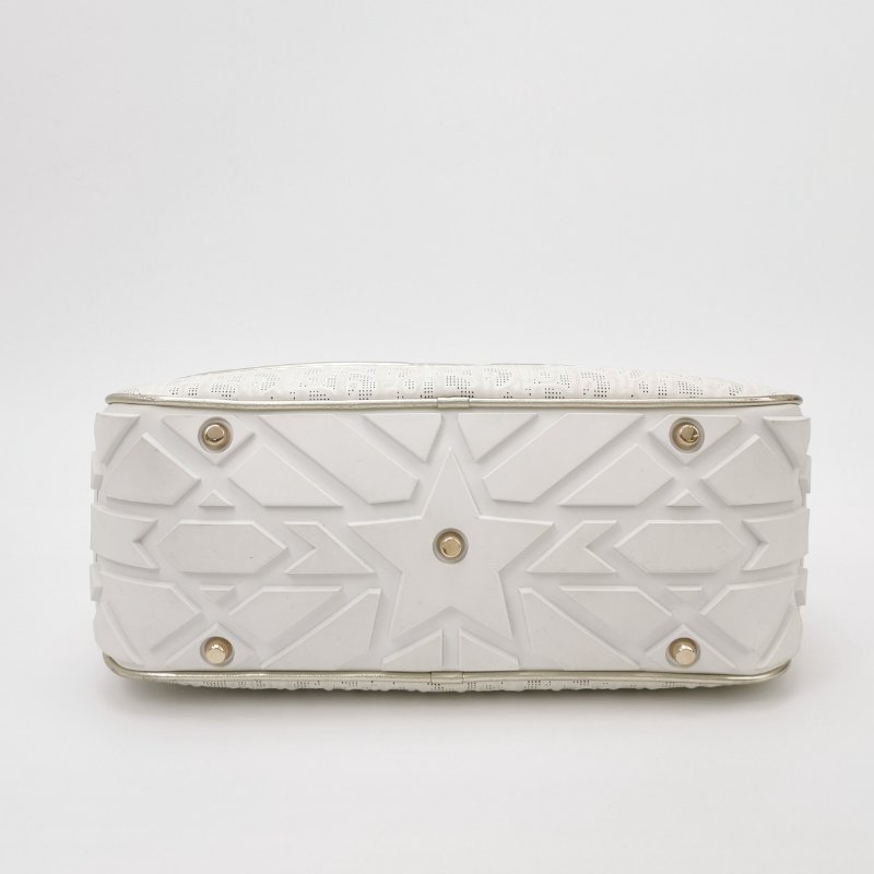 95❤DIOR Vibe中號白色迪奧牛皮保齡球包斜挎包肩帶包-5