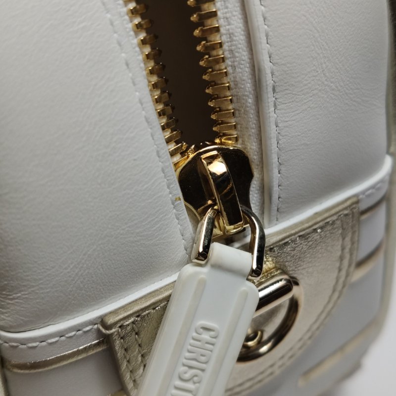 95❤DIOR Vibe中號白色迪奧牛皮保齡球包斜挎包肩帶包-13