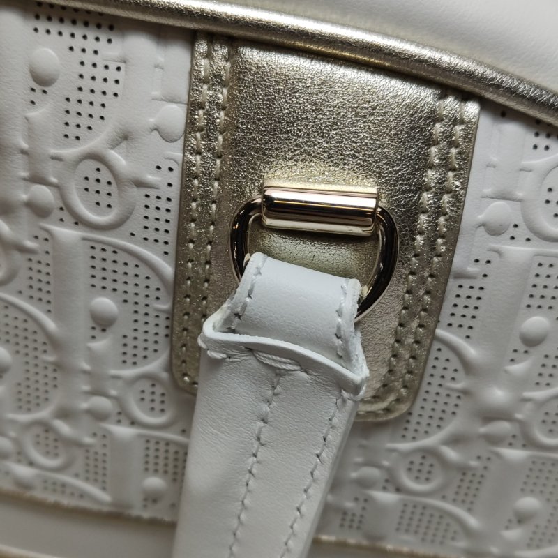 95❤DIOR Vibe中號白色迪奧牛皮保齡球包斜挎包肩帶包-14