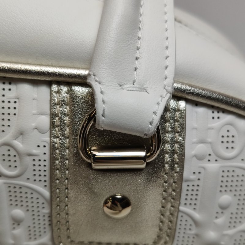 95❤DIOR Vibe中號白色迪奧牛皮保齡球包斜挎包肩帶包-24