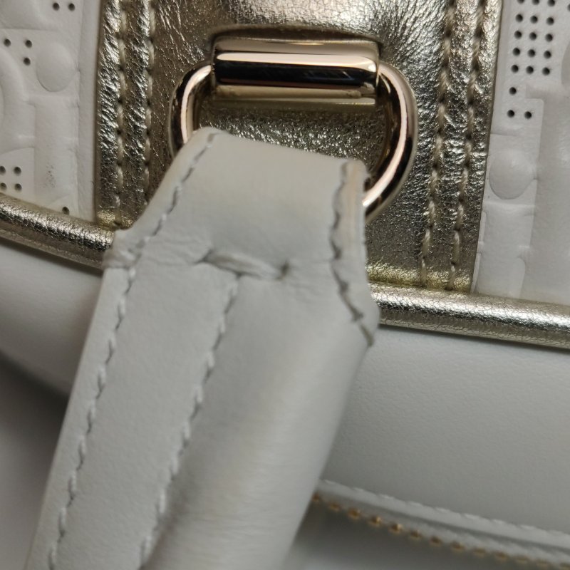 95❤DIOR Vibe中號白色迪奧牛皮保齡球包斜挎包肩帶包-25
