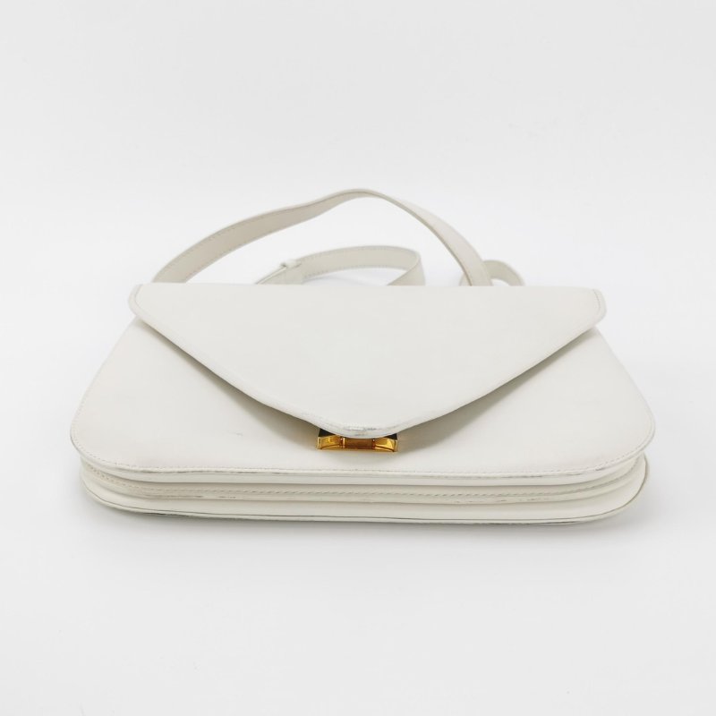 9❤白色Bottega Veneta Mount牛皮BV金屬鏈斜挎包單肩包-5