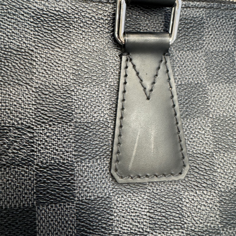 LV黑灰棋盤格銀釦手提公事包N48224-21