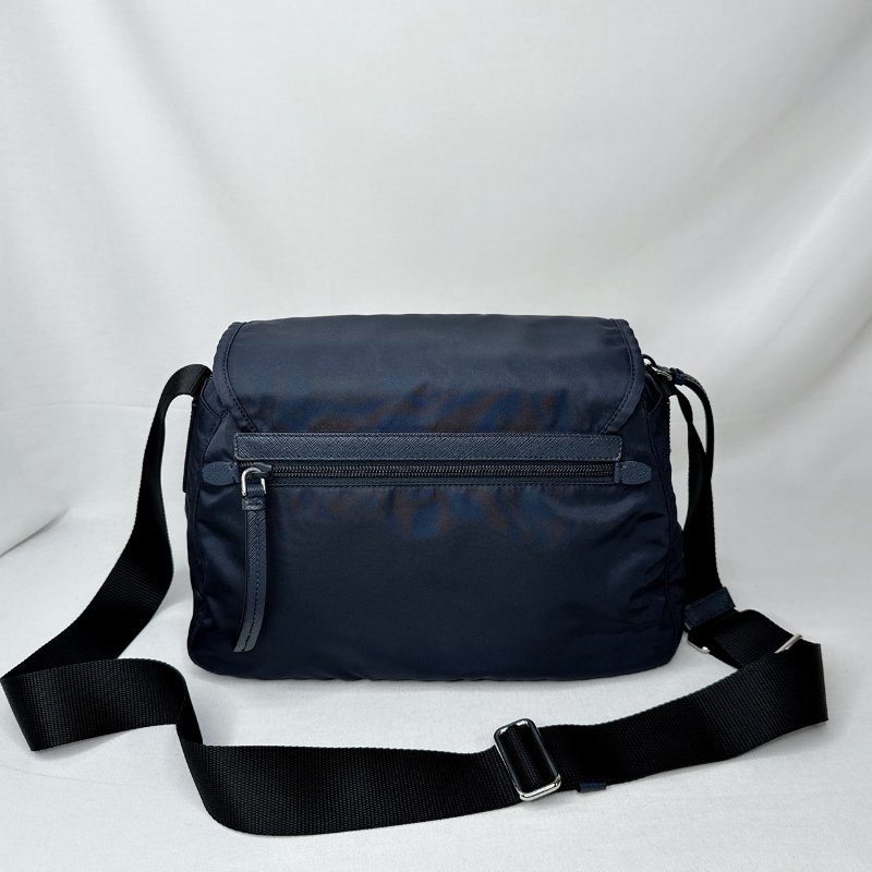 PRADA 海軍藍尼龍雙口袋郵差包-1