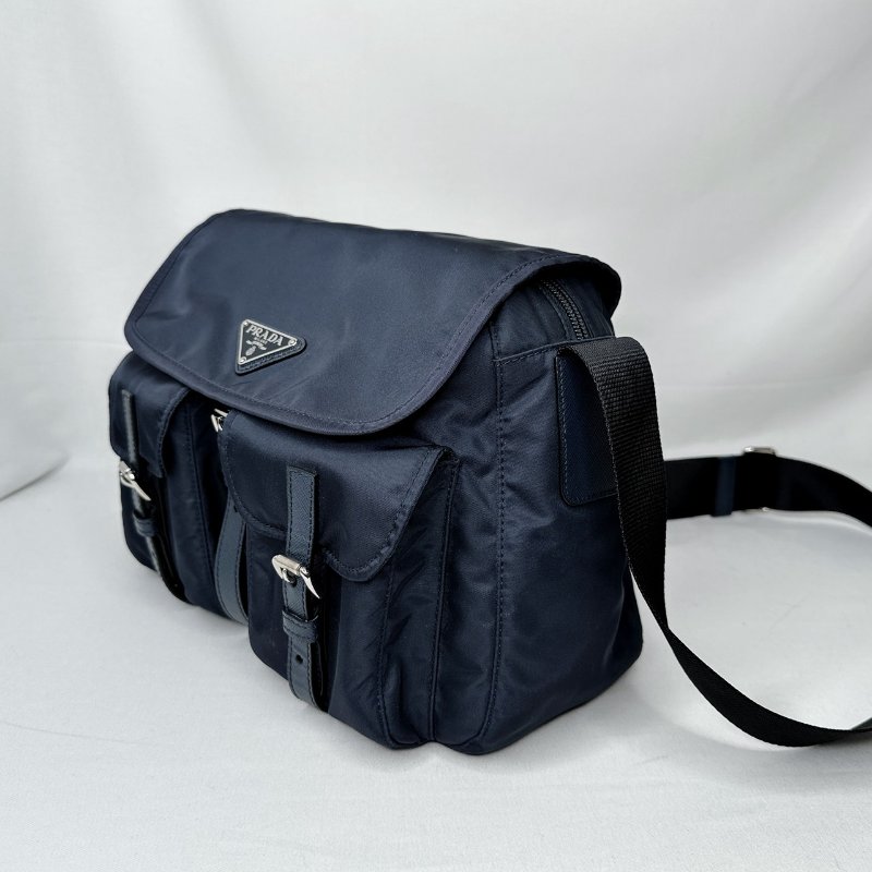 PRADA 海軍藍尼龍雙口袋郵差包-2