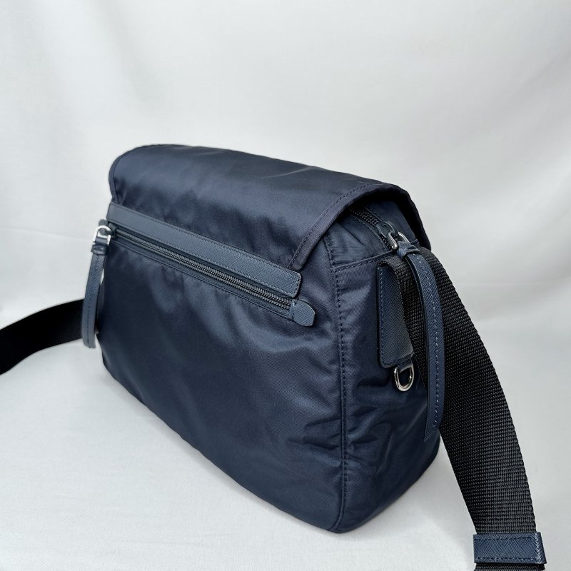 PRADA 海軍藍尼龍雙口袋郵差包-4