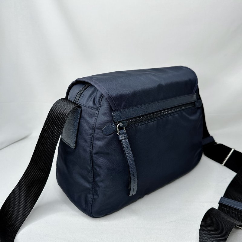 PRADA 海軍藍尼龍雙口袋郵差包-5