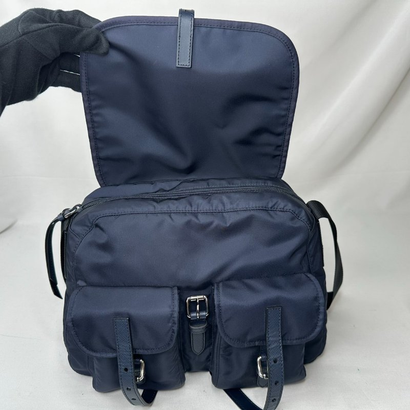 PRADA 海軍藍尼龍雙口袋郵差包-6