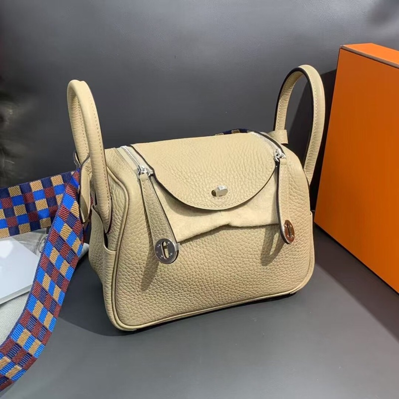 Hermes愛馬仕mini lindy風衣灰tc皮編織肩帶u刻銀扣-8